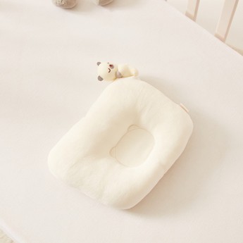 Juniors Solid Pillow with Plush Bear Accent