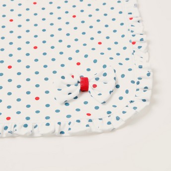 Juniors All-Over Polka Dot Print Receiving Blanket with Bow Detail