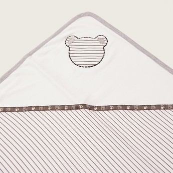 Juniors Striped Receiving Blanket with Embroidery Detail