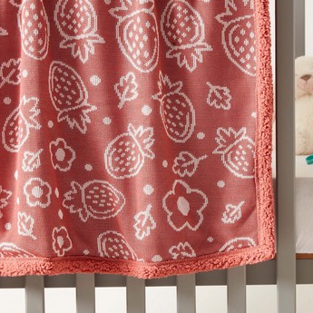 Juniors Strawberry Print Blanket with Textured Border - 102x76 cms