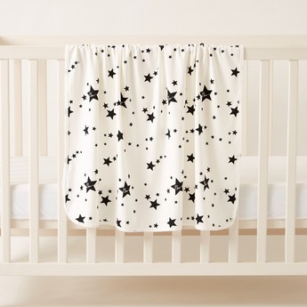 Juniors All-Over Star Print Receiving Blanket with Hood - 80 x 80 cms