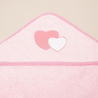 Juniors Heart Embroidered Towel with Hood - 80x80 cms