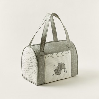 Cambrass Elephant Embroidered Diaper Bag with Double Handles