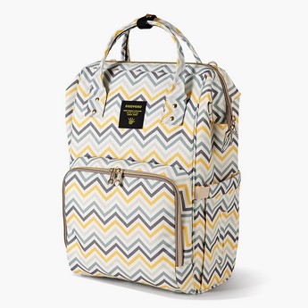 Sunveno Chevron Print Diaper Backpack with Zip Closure and Top Handles