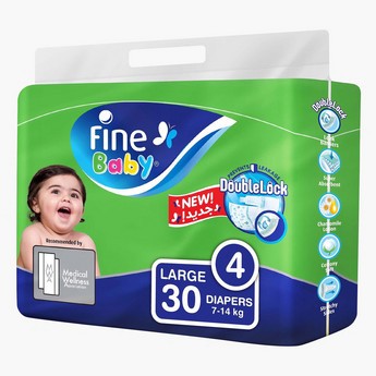 Fine Baby Size 4, 30-Piece Diaper Pack - 7-14 kgs