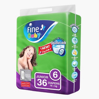 Fine Baby Diaper Junior Size 6 Mega 36-Diaper Pack - 16+ kgs