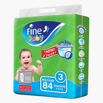 Fine Baby DoubleLock Technology Size 3 Medium 84-Diaper Pack - 4-9 kgs