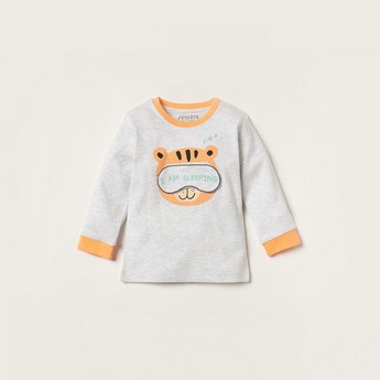 Juniors Printed Long Sleeves T-shirt and Pyjama Set