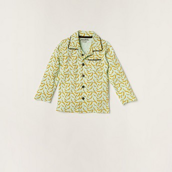 Juniors Banana Print Shirt and Full Length Pyjama Set