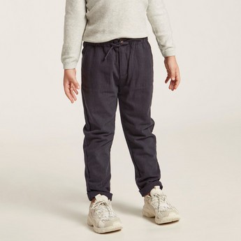 Textured Woven Pants with Pocket Detail and Elasticated Drawstring