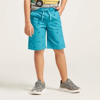 Juniors All-Over Print Shorts with Pockets and Drawstring Closure