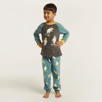 Juniors Graphic Print T-shirt and All-Over Printed Pyjamas Set