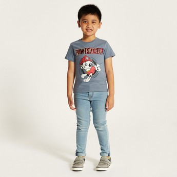 Paw Patrol Print T-shirt with Crew Neck and Short Sleeves