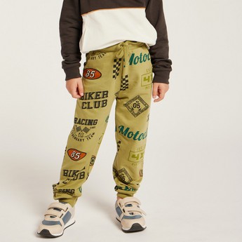 Juniors All-Over Printed Knit Pants with Pockets and Drawstring Closure