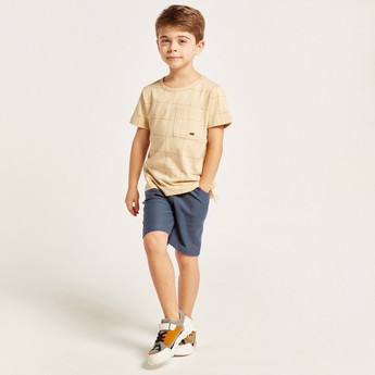 Checked Round Neck T-shirt and Shorts Set