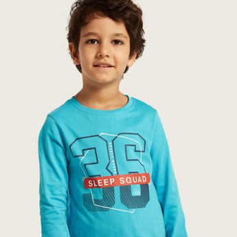 Juniors Graphic Print T-shirt and All-Over Printed Pyjamas Set