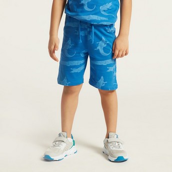 Juniors All-Over Printed Shorts with Pockets and Drawstring Closure