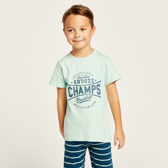 Juniors Printed Crew Neck T-shirt and Pyjama Set