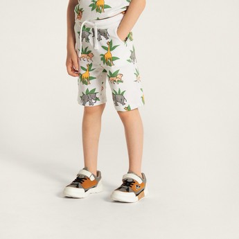 Juniors All-Over Printed Shorts with Pockets and Drawstring Closure