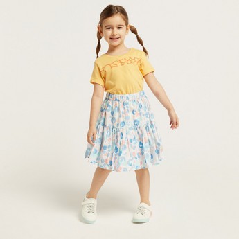 Juniors Printed Tiered Skirt with Elasticised Waistband