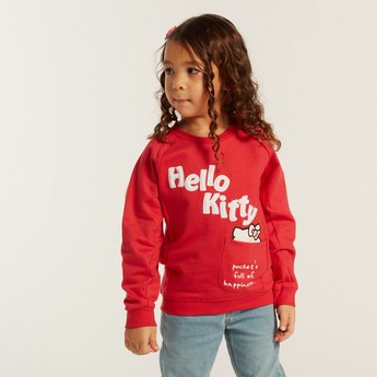 Sanrio Hello Kitty Print Sweatshirt with Long Sleeves and Pocket