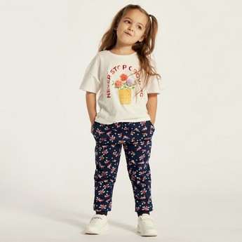 Juniors Printed Joggers with Drawstring Closure - Set of 3