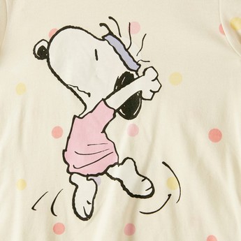 Snoopy Dog Print Round Neck T-shirt with Short Sleeves