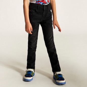 Juniors Solid Jeans with Button Closure and Pockets