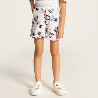 Disney Minnie Mouse Print Shorts with Elasticated Waistband and Pockets