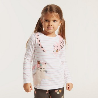 Juniors Graphic Print T-shirt and All-Over Printed Pyjamas Set