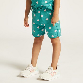 Juniors Polka Dots Print Shorts with Drawstring Closure