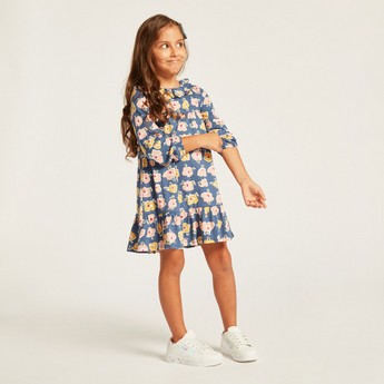 Juniors Printed Knit Dress with Long Sleeves - Set of 3