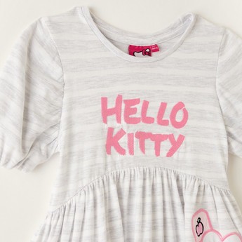 Sanrio Hello Kitty Print Tiered Dress with Short Sleeves