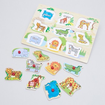 Juniors Wild Animal Puzzle Board with Knobs