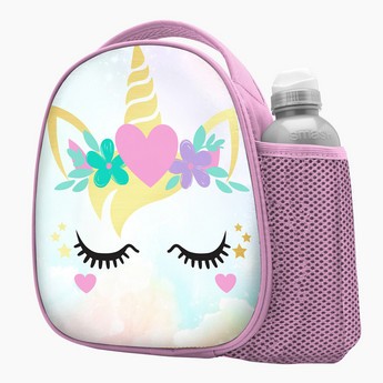 Smash Unicorn Print Lunch Bag and Bottle Set