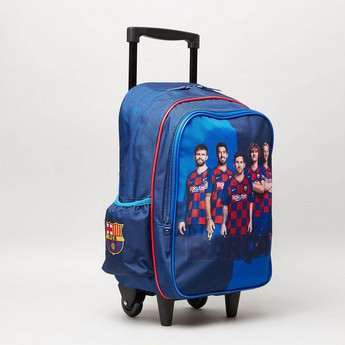 Barcelona Printed Trolley Backpack with Retractable Handle - 16 inches