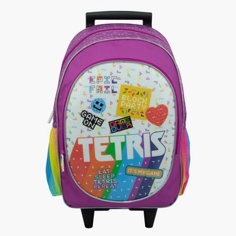 Tetris Print Trolley Backpack - 18 inches