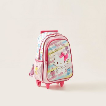 Hello Kitty Print Trolley Backpack with Retractable Handle - 18 inches