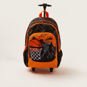 Juniors Basketball Print Trolley Backpack with Lunch Bag and Pencil Pouch - 18 inches