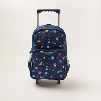 Maricart Space Print Trolley Backpack with Lunch Bag and Pencil Pouch