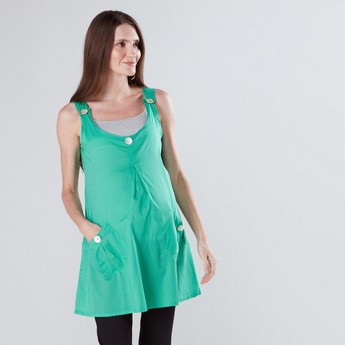 House of Napius Maternity Printed Sleeveless Tunic with Button Detail