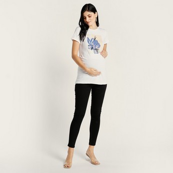 Love Mum Graphic Print Maternity T-shirt with Short Sleeves