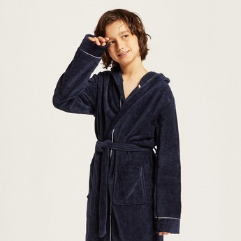 Juniors Textured Bathrobe with Hood and Tie-Ups