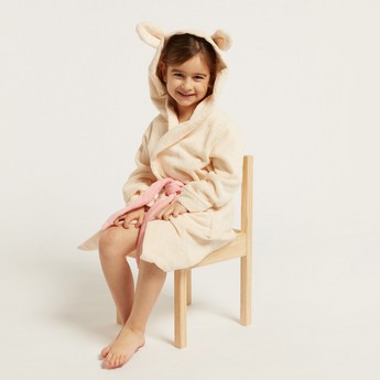 Juniors Solid Bathrobe with Hood and 3D Ears