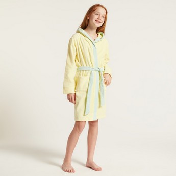 Juniors Long Sleeves Bathrobe with Tie-Up Belt and Hood