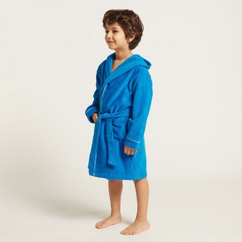 Juniors Long Sleeves Bathrobe with Tie-Up Belt and Hood