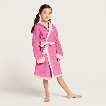 Juniors Unicorn Print Bathrobe with Long Sleeves and Pockets