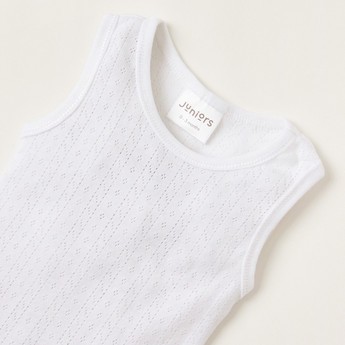 Juniors Plain Sleeveless Bodysuit with Round Neck