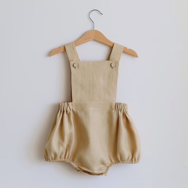 Newborn Baby Boy Girl Romper for 0-2Y Summer Cotton Linen Baby Jumpsuit Plaid Sleeveless Backless Solid Baby Outfits Clothes