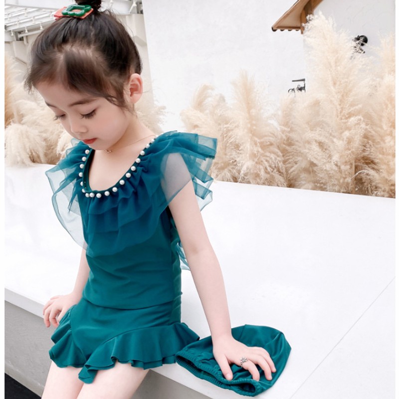 2022 Summer Swimwear for Girls Swimwear One Piece Swimsuit Children Ruffled Princess Swimming Trunks SPA Beach Kids Clothes